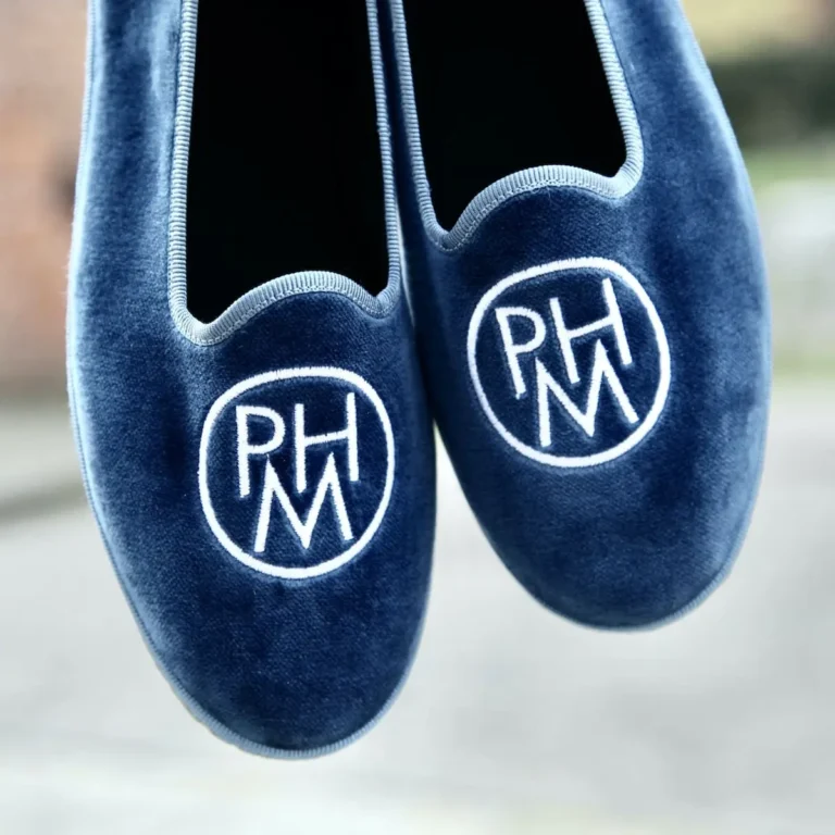 Park Hyatt Milano velvet slippers with embroidered monogram made in Italy
