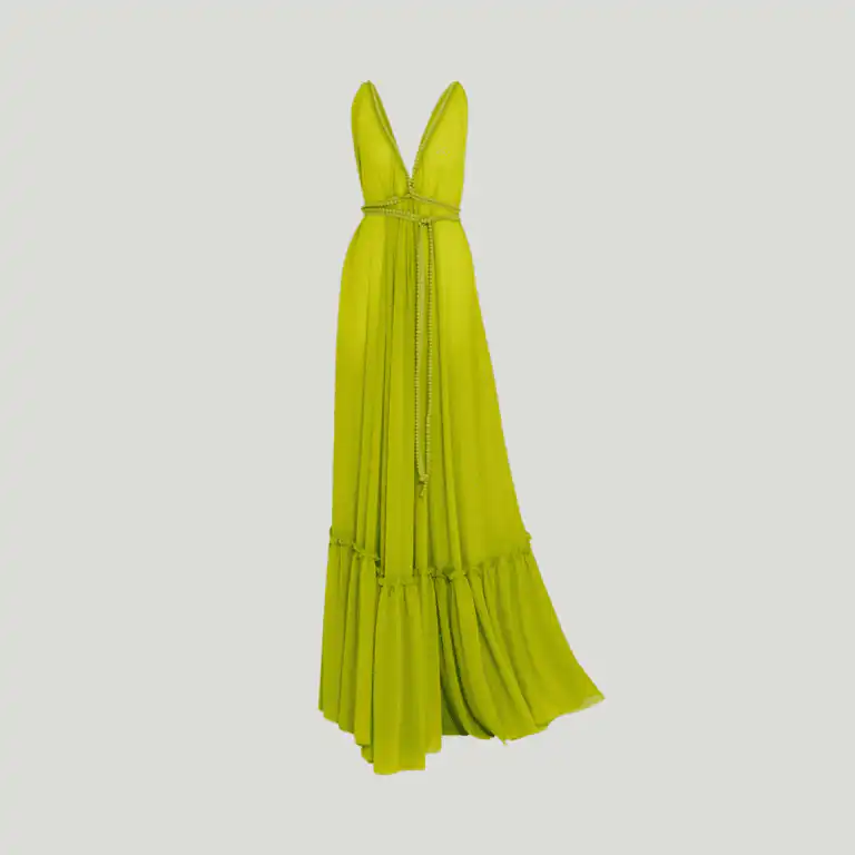 Lime green evening gown made in Italy