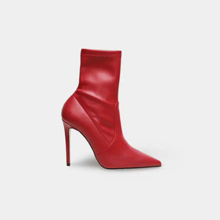 Red stretch leather sock boot made in Italy