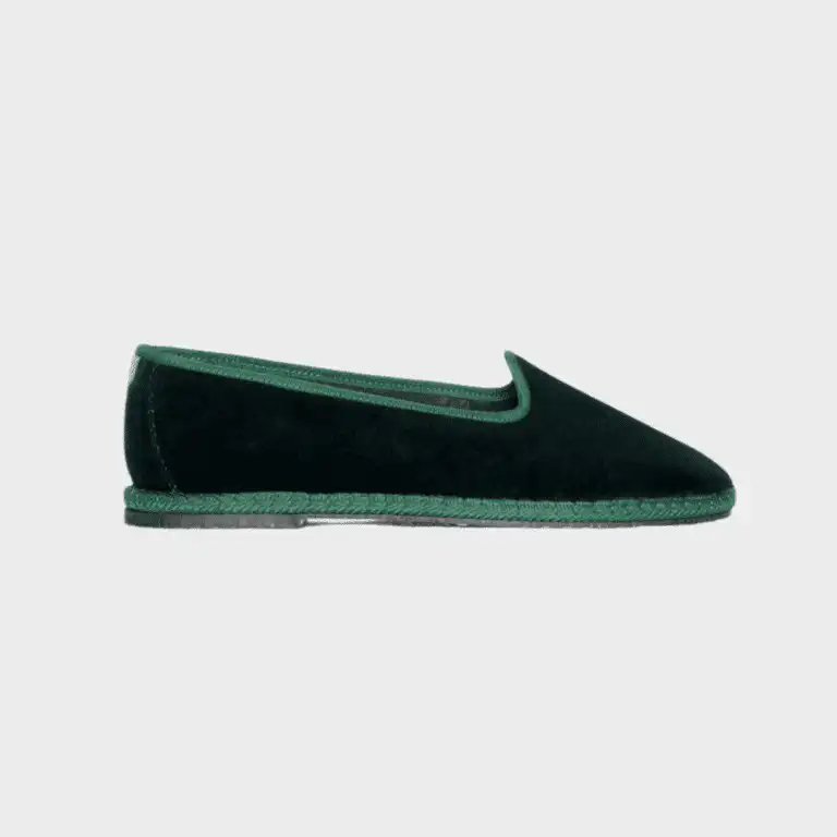 Green velvet friulane slipper made in Italy