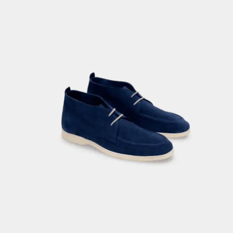 Navy suede desert boot made in Italy