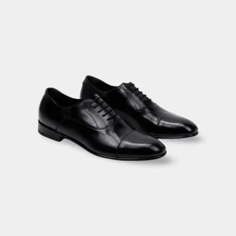 Black leather cap-toe derby made in Italy