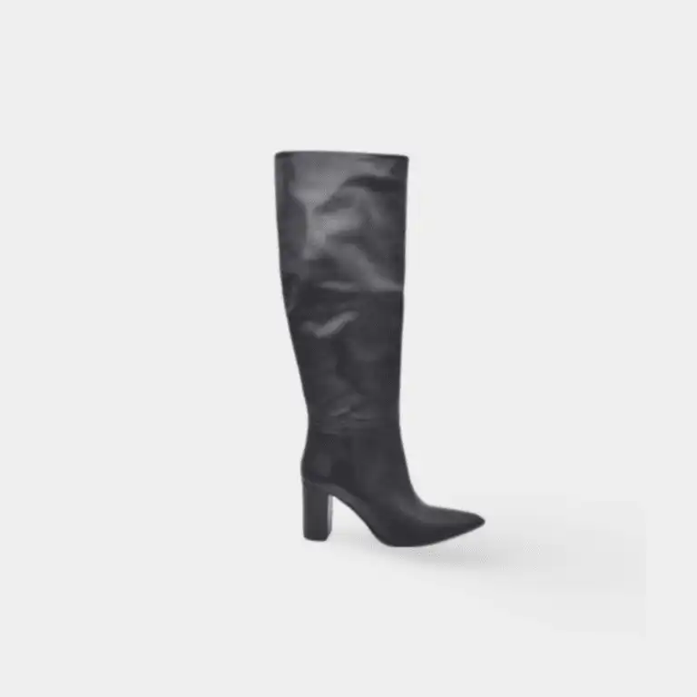 Black leather knee-high boot made in Italy