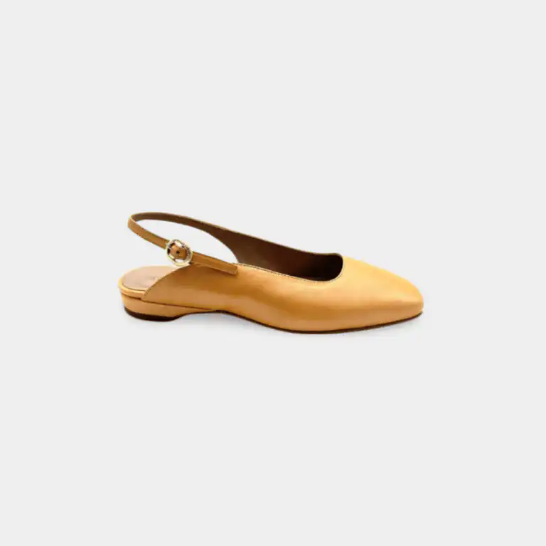 Yellow leather slingback flat made in Italy