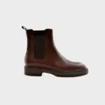Brown smooth calf leather Chelsea boot, made in Italy