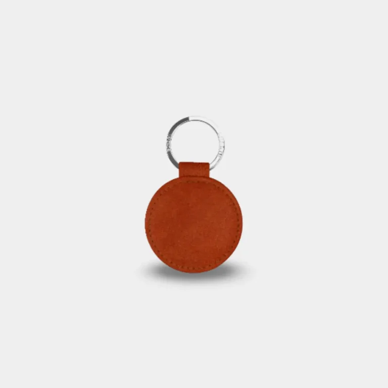 Orange leather keyring made in Italy