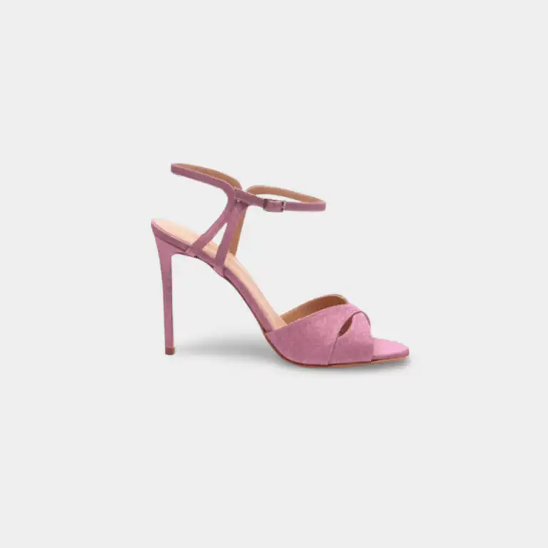 Pink leather heeled sandal made in Italy