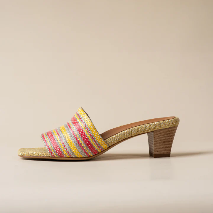 Lejer Boutique mule with a woven raffia strap, made in Italy