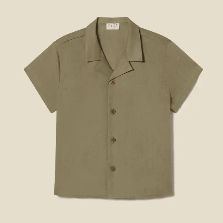 Olive linen shirt made in Italy