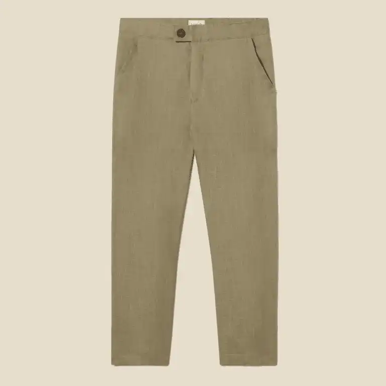 Olive linen trousers made in Italy
