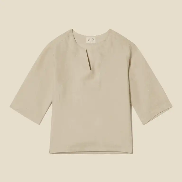 Cream linen tunic top made in Italy