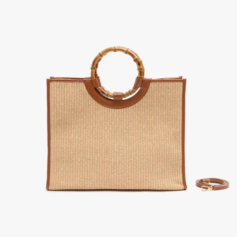 Raffia tote with bamboo handles made in Italy
