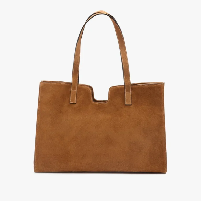 Cognac suede tote bag made in Italy
