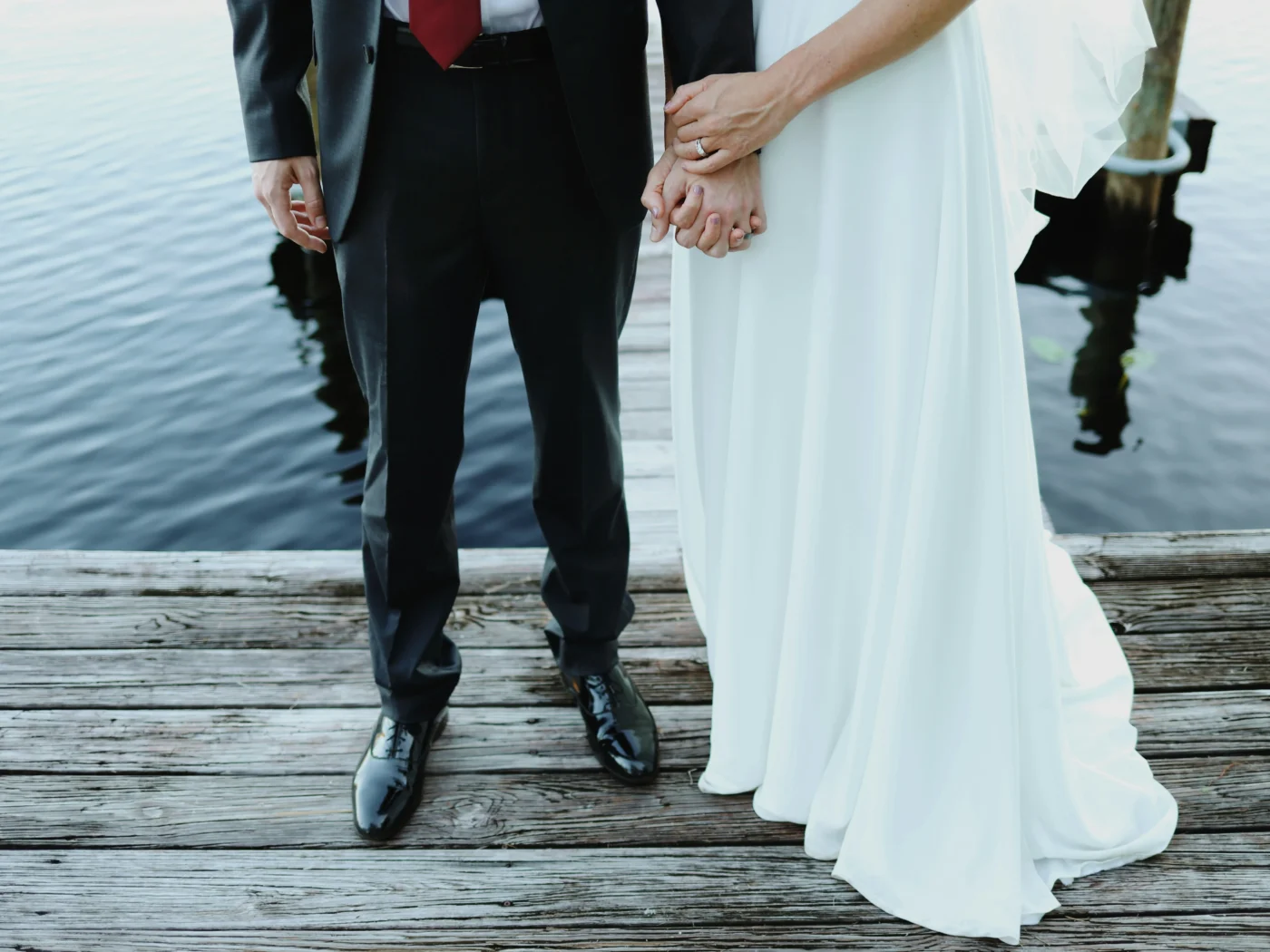 Wedding dress and suit.