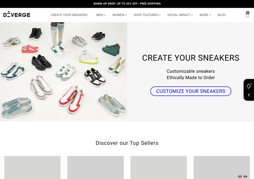 diverge website; sneaker manufacturer