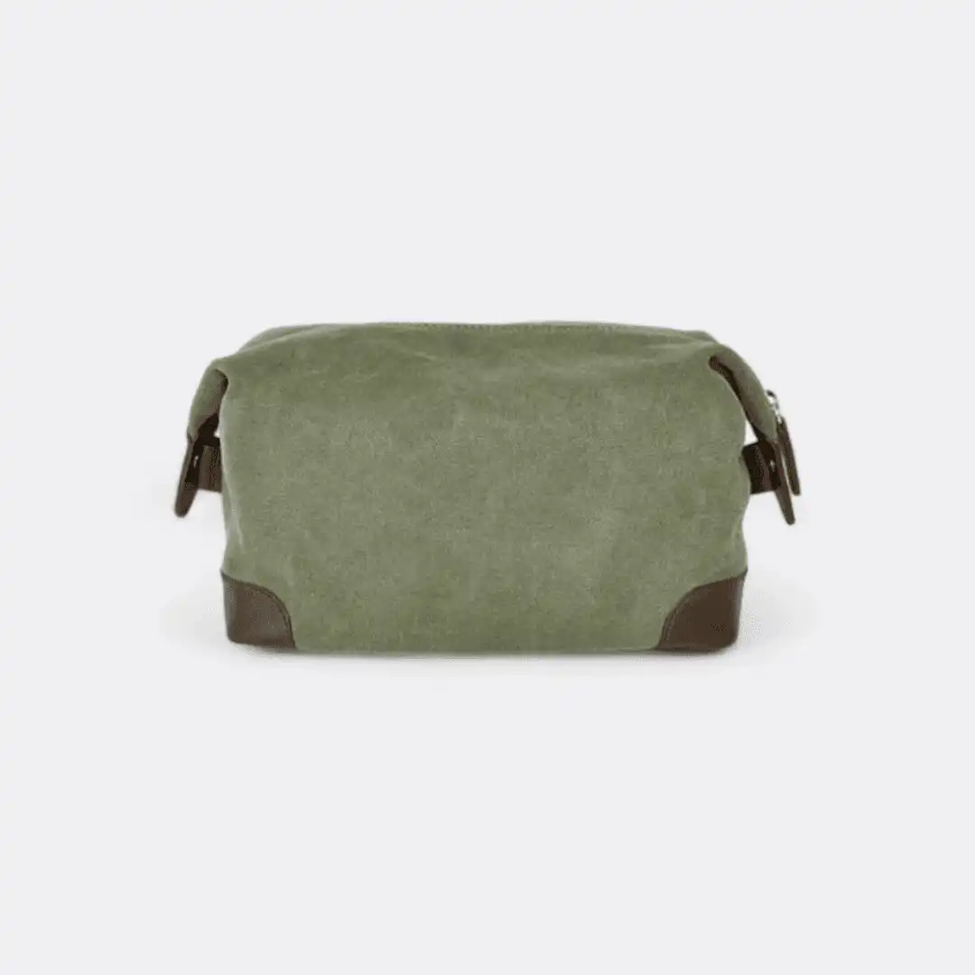 made in italy green canvas beauty case