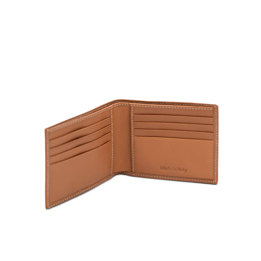 Pagani tan leather bifold wallet, made in Italy with Italian Artisan
