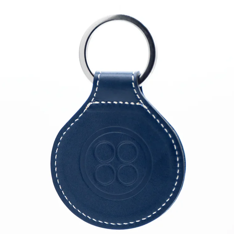 blue leather keychain