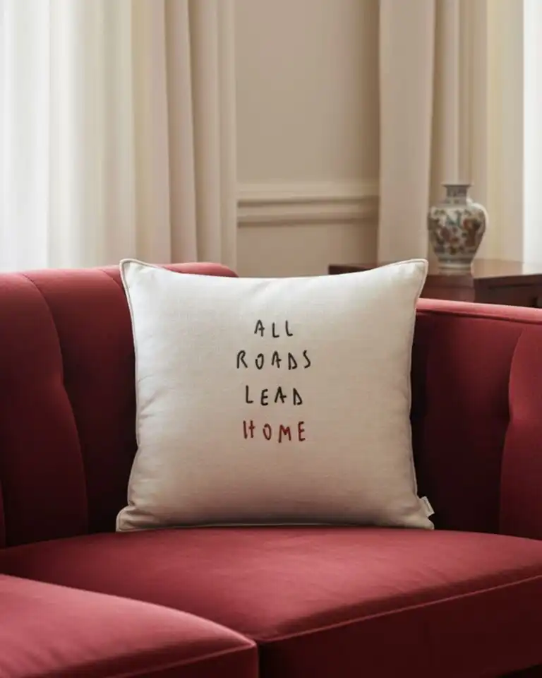 Engel and Völkers All Roads Lead Home cushion made in Italy