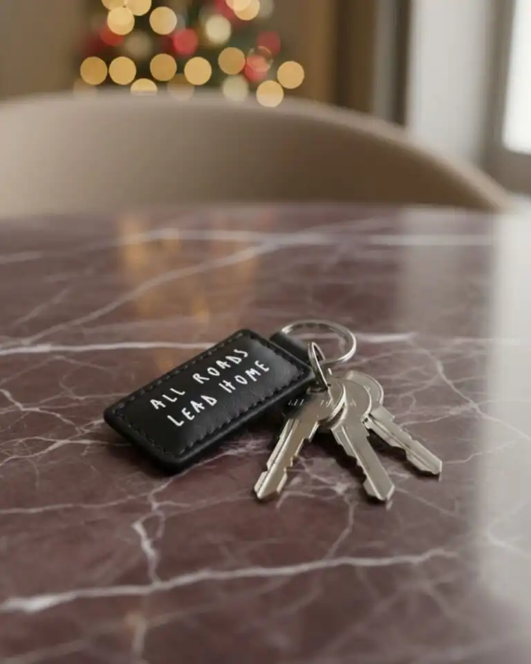 Engel and Völkers All Roads Lead Home leather keyring made in Italy with Italian Artisan