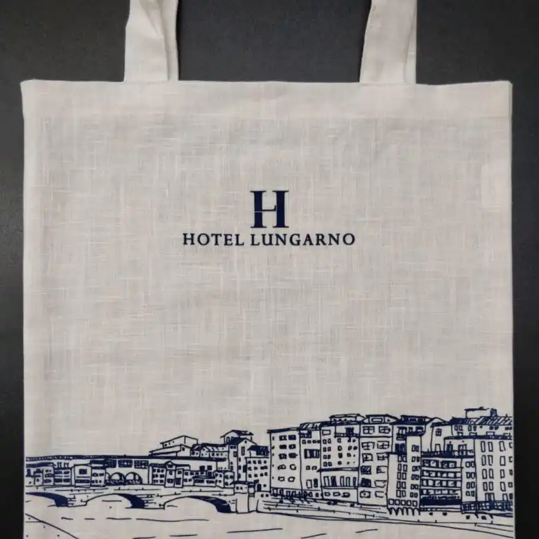 Hotel Lungarno branded canvas tote bag made in Italy