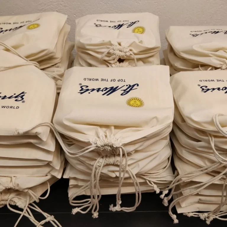 Branded dust bags packed and ready for shipping