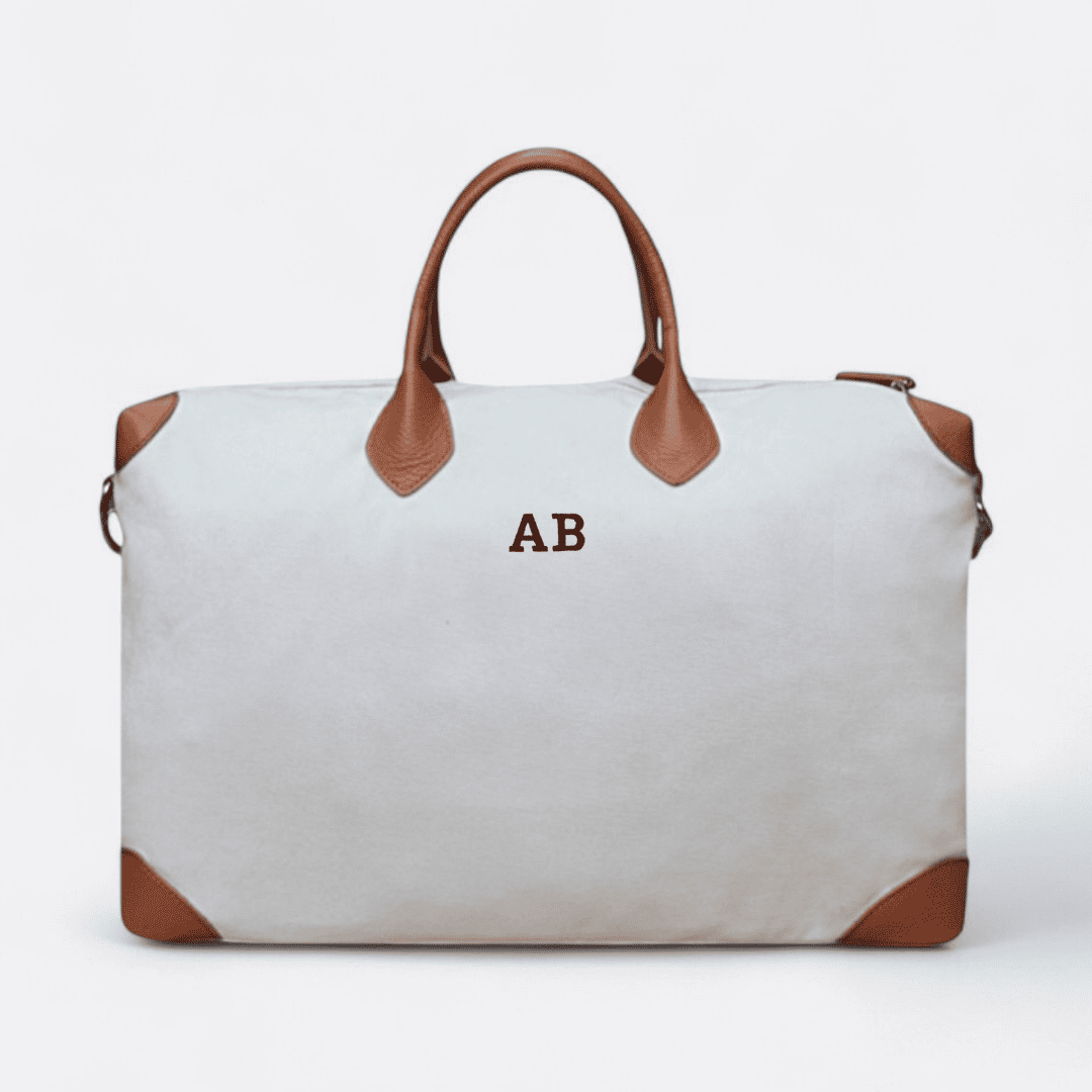 made in italy white canvas travel bag