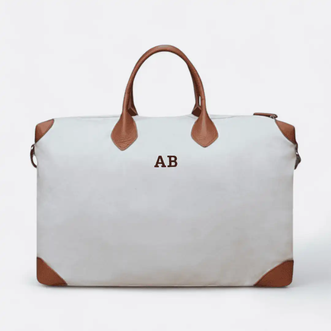 made in italy white canvas travel bag