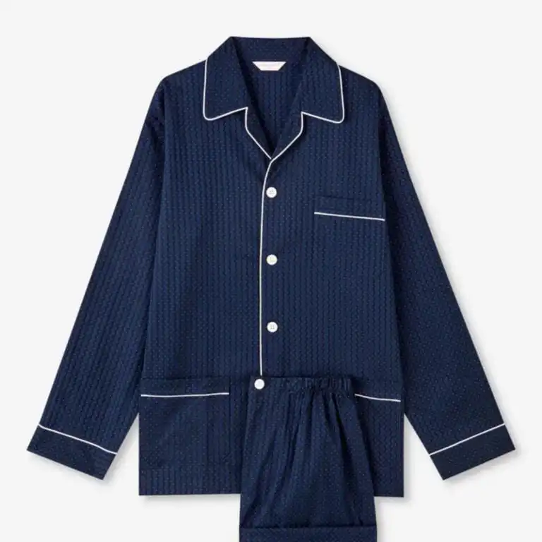 Navy striped pajama set made in Italy