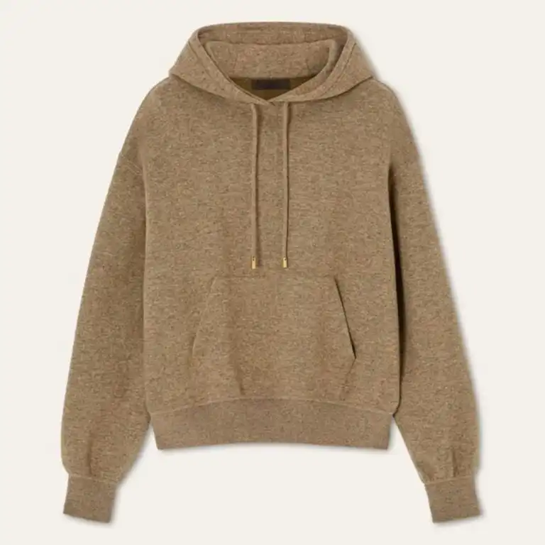 Camel cashmere hoodie made in Italy