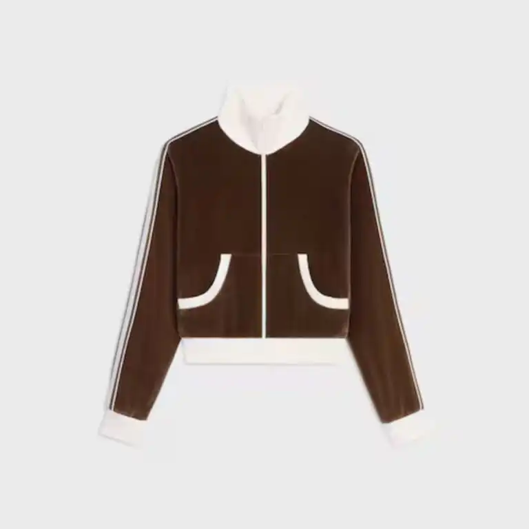 Brown velour track jacket made in Italy