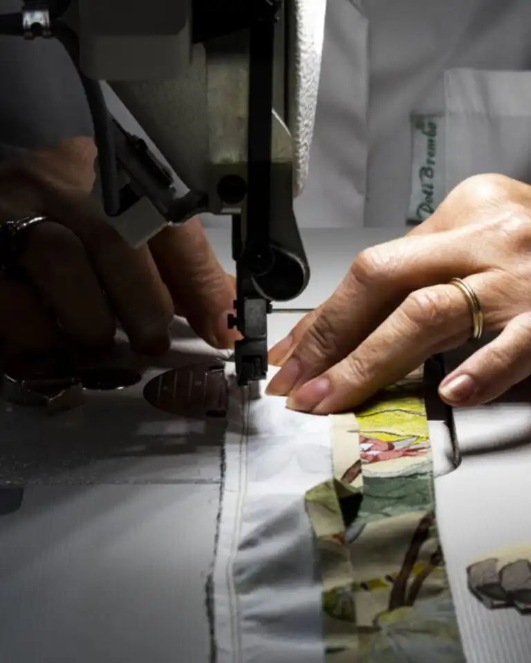 Finishing a garment at the sewing machine