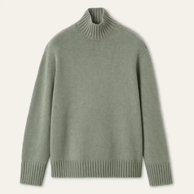 Sage mock-neck sweater made in Italy