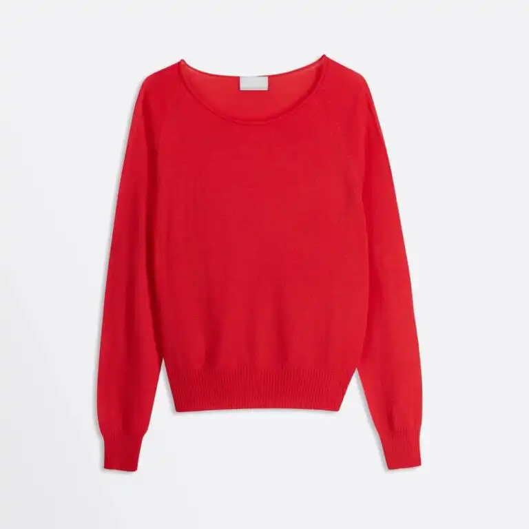 Red cotton crewneck sweater made in Italy