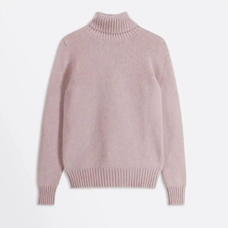 Pale pink fine-gauge turtleneck made in Italy