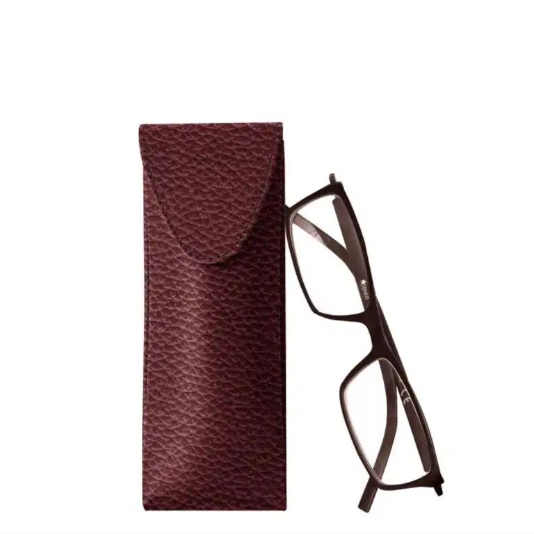 Burgundy leather glasses case made in Italy