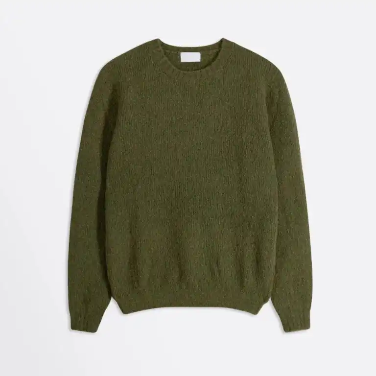 Olive merino crewneck sweater made in Italy