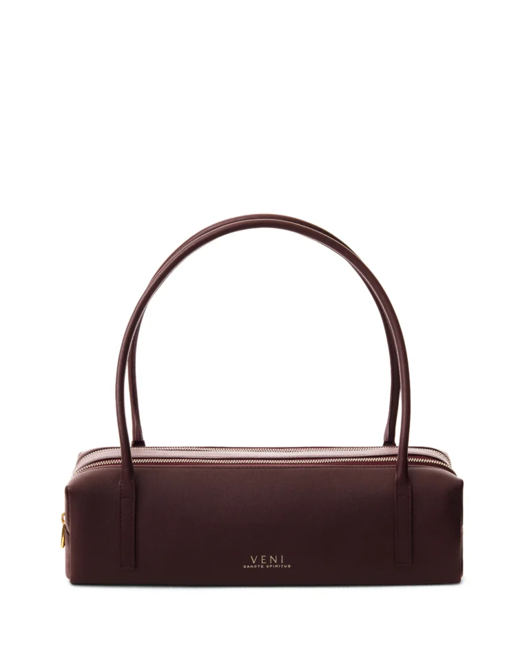 Maison Veni Hannah baguette bag in bordeaux leather, made in Italy