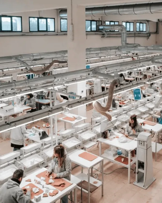 Production floor of an Italian clothing factory